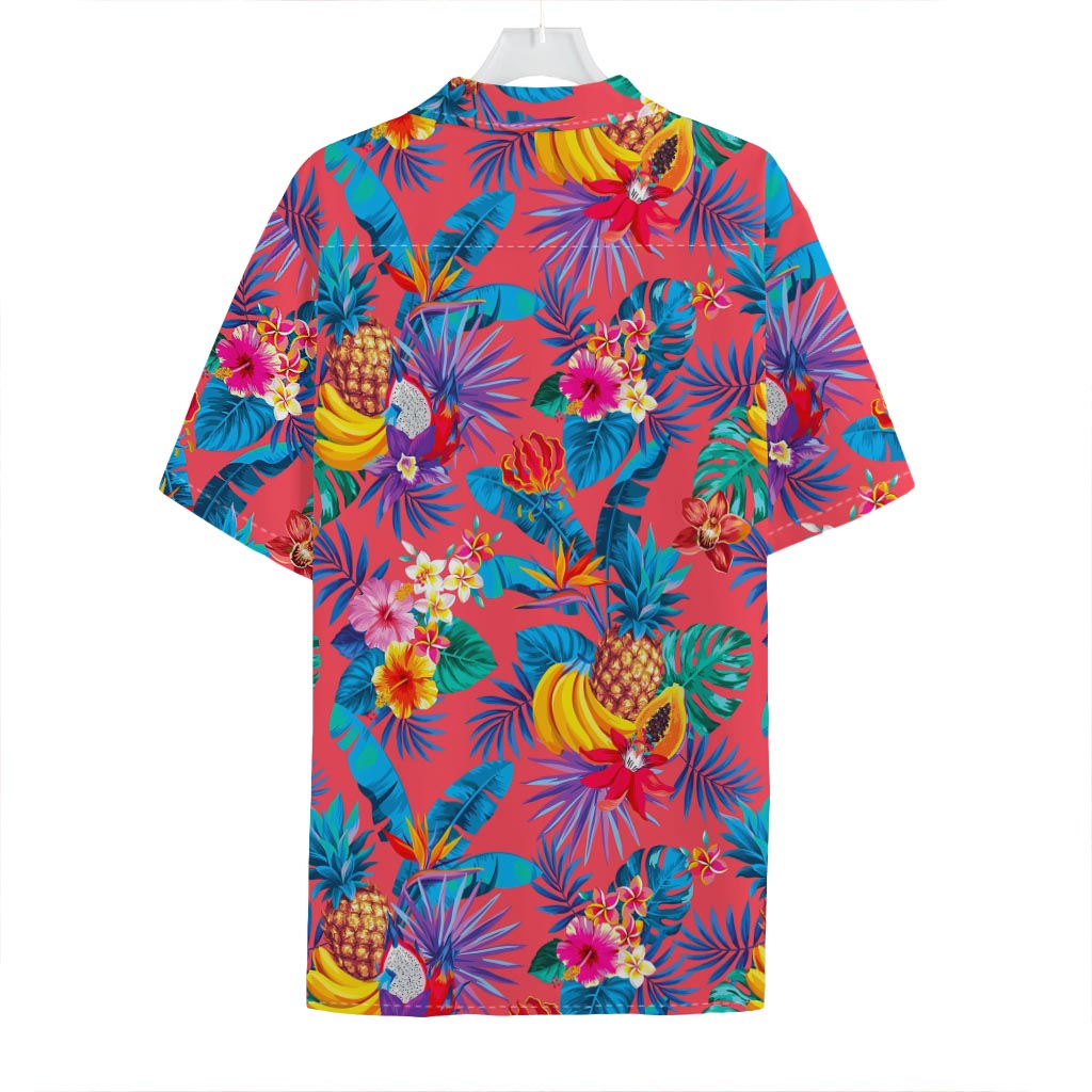 Pink Hawaiian Fruits Pattern Print Hawaiian Shirt