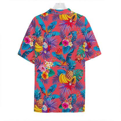 Pink Hawaiian Fruits Pattern Print Hawaiian Shirt
