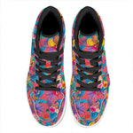 Pink Hawaiian Fruits Pattern Print High Top Leather Sneakers