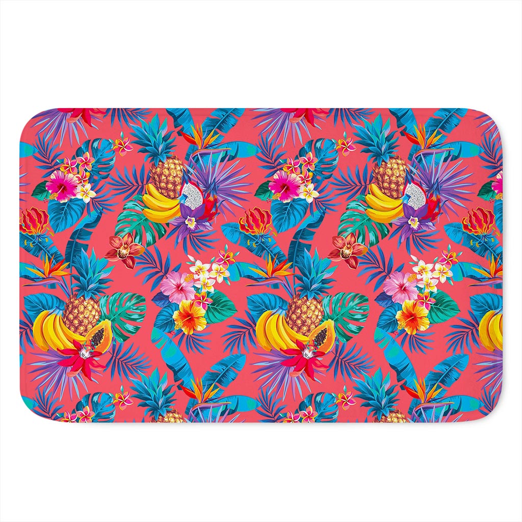 Pink Hawaiian Fruits Pattern Print Indoor Door Mat