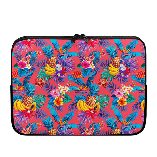 Pink Hawaiian Fruits Pattern Print Laptop Sleeve