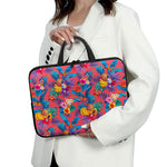 Pink Hawaiian Fruits Pattern Print Laptop Sleeve With Handle