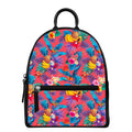 Pink Hawaiian Fruits Pattern Print Leather Backpack