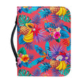 Pink Hawaiian Fruits Pattern Print Leather Bible Cover