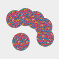 Pink Hawaiian Fruits Pattern Print Leather Coaster Set