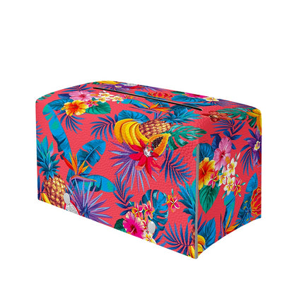 Pink Hawaiian Fruits Pattern Print Leather Tissue Box Cover