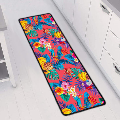 Pink Hawaiian Fruits Pattern Print Long Kitchen Mat
