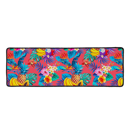 Pink Hawaiian Fruits Pattern Print Long Kitchen Mat