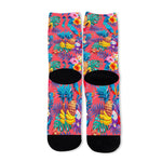 Pink Hawaiian Fruits Pattern Print Long Socks