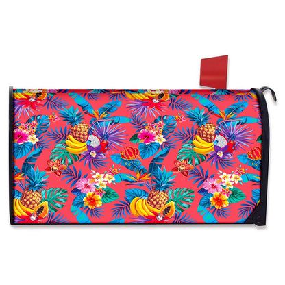 Pink Hawaiian Fruits Pattern Print Mailbox Cover