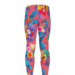 Pink Hawaiian Fruits Pattern Print Men's leggings