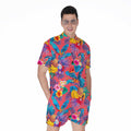 Pink Hawaiian Fruits Pattern Print Men's Romper