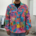 Pink Hawaiian Fruits Pattern Print Men's Shirt Jacket