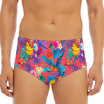Pink Hawaiian Fruits Pattern Print Men's Triangle Swim Briefs