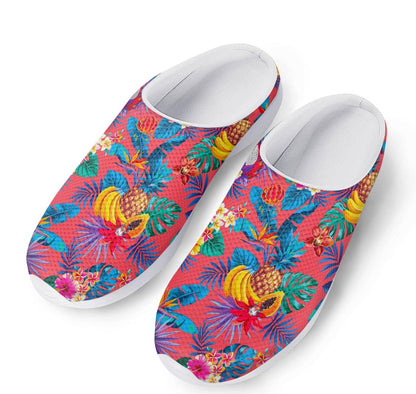 Pink Hawaiian Fruits Pattern Print Mesh Casual Shoes