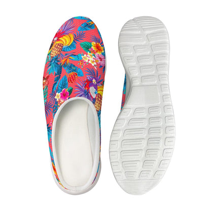Pink Hawaiian Fruits Pattern Print Mesh Casual Shoes