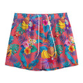 Pink Hawaiian Fruits Pattern Print Mesh Shorts