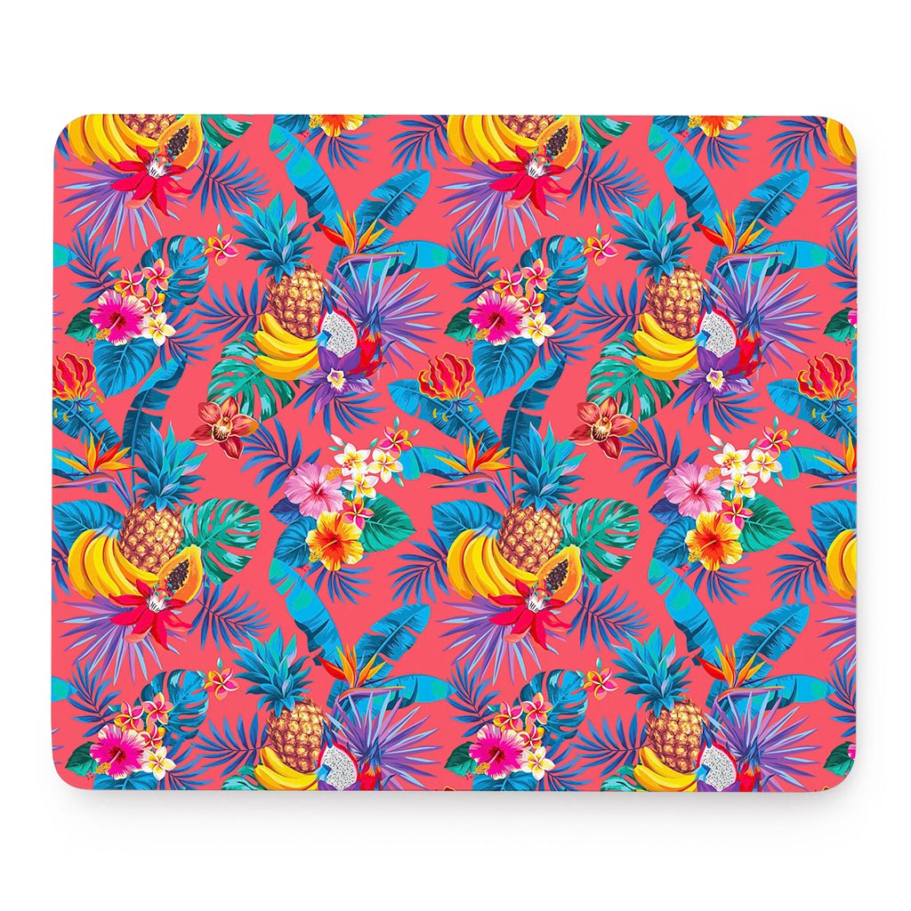 Pink Hawaiian Fruits Pattern Print Mouse Pad