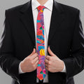 Pink Hawaiian Fruits Pattern Print Necktie
