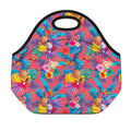 Pink Hawaiian Fruits Pattern Print Neoprene Lunch Bag
