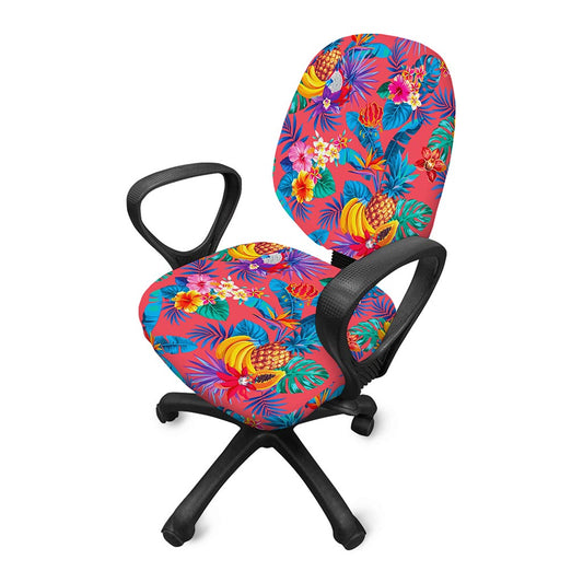 Pink Hawaiian Fruits Pattern Print Office Chair Cover