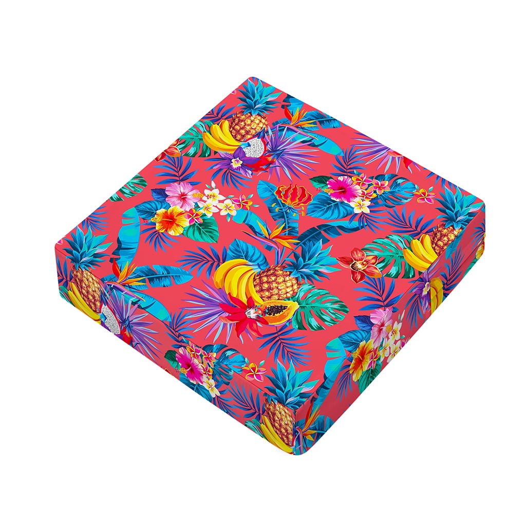 Pink Hawaiian Fruits Pattern Print Outdoor Seat Cushion Cover