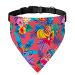 Pink Hawaiian Fruits Pattern Print Over The Collar Dog Bandana