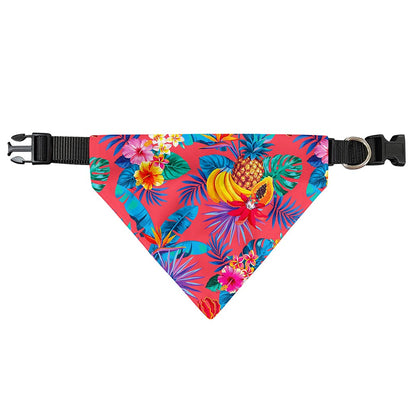 Pink Hawaiian Fruits Pattern Print Over The Collar Dog Bandana