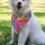 Pink Hawaiian Fruits Pattern Print Over The Collar Dog Bandana