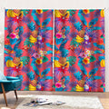 Pink Hawaiian Fruits Pattern Print Pencil Pleat Curtains