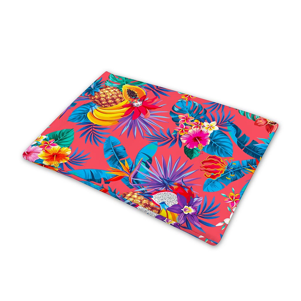 Pink Hawaiian Fruits Pattern Print Pet Cooling Mat Cover