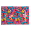 Pink Hawaiian Fruits Pattern Print Placemat