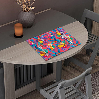 Pink Hawaiian Fruits Pattern Print Placemat