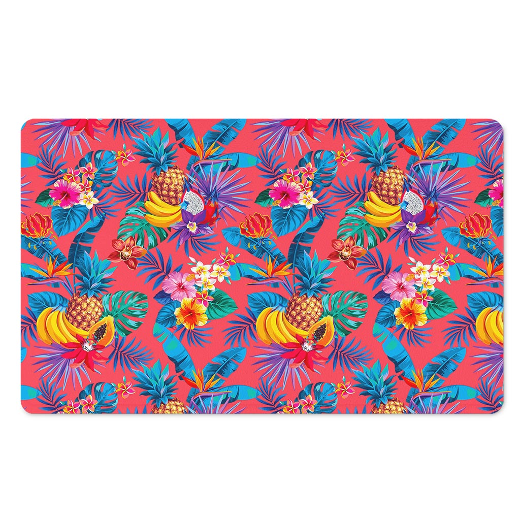 Pink Hawaiian Fruits Pattern Print Polyester Doormat