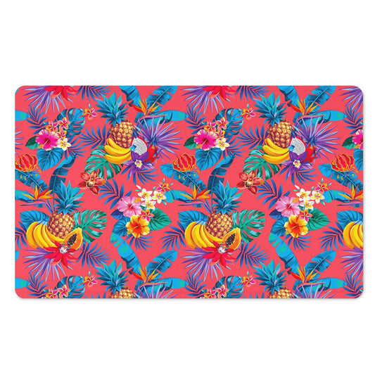 Pink Hawaiian Fruits Pattern Print Polyester Doormat