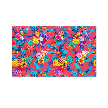 Pink Hawaiian Fruits Pattern Print Polyester Flag