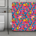 Pink Hawaiian Fruits Pattern Print Polyester Shower Curtain