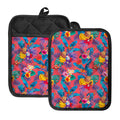 Pink Hawaiian Fruits Pattern Print Pot Holders With Pocket