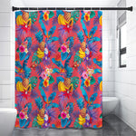 Pink Hawaiian Fruits Pattern Print Premium Shower Curtain