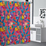 Pink Hawaiian Fruits Pattern Print Premium Shower Curtain