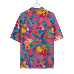 Pink Hawaiian Fruits Pattern Print Rayon Hawaiian Shirt
