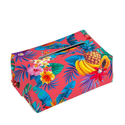 Pink Hawaiian Fruits Pattern Print Rectangle Tissue Box Cover