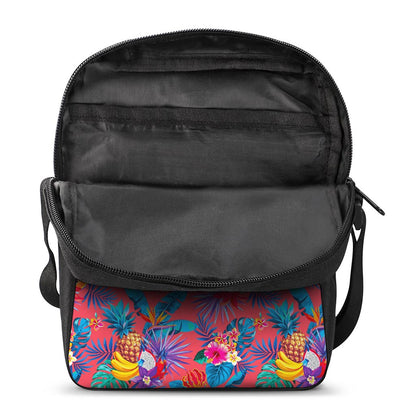 Pink Hawaiian Fruits Pattern Print Rectangular Crossbody Bag
