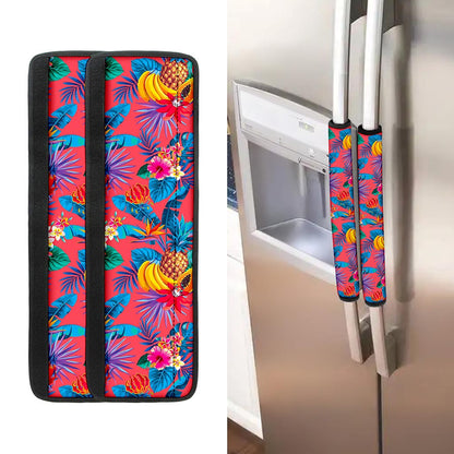 Pink Hawaiian Fruits Pattern Print Refrigerator Handle Covers
