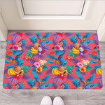 Pink Hawaiian Fruits Pattern Print Rubber Doormat