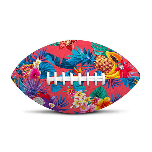 Pink Hawaiian Fruits Pattern Print Rugby Ball