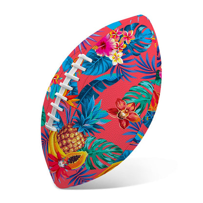 Pink Hawaiian Fruits Pattern Print Rugby Ball