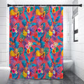 Pink Hawaiian Fruits Pattern Print Shower Curtain