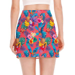 Pink Hawaiian Fruits Pattern Print Side Slit Mini Skirt