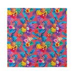 Pink Hawaiian Fruits Pattern Print Silk Bandana